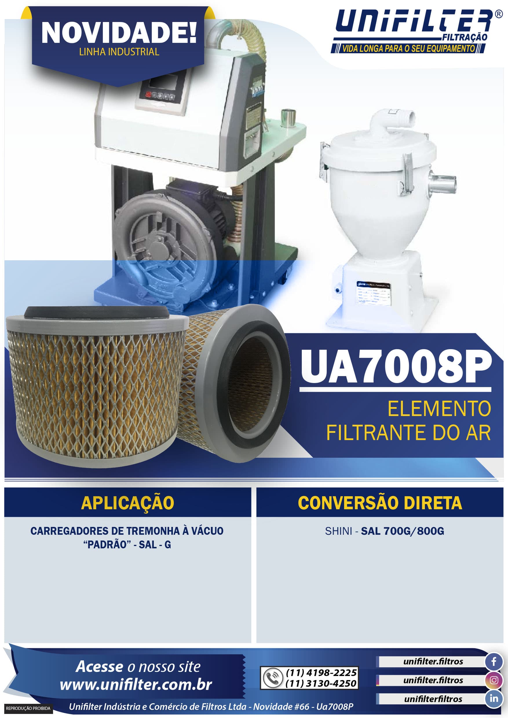 UA7008P - Elemento Filtrante do Ar - Unifilter